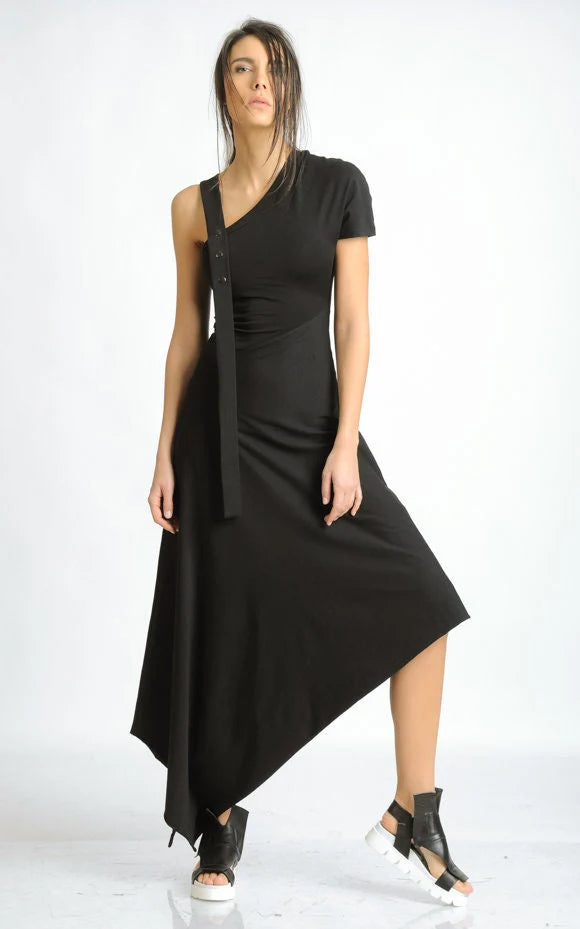 Metamorphoza   |   Asymmetric Cotton Black Dress