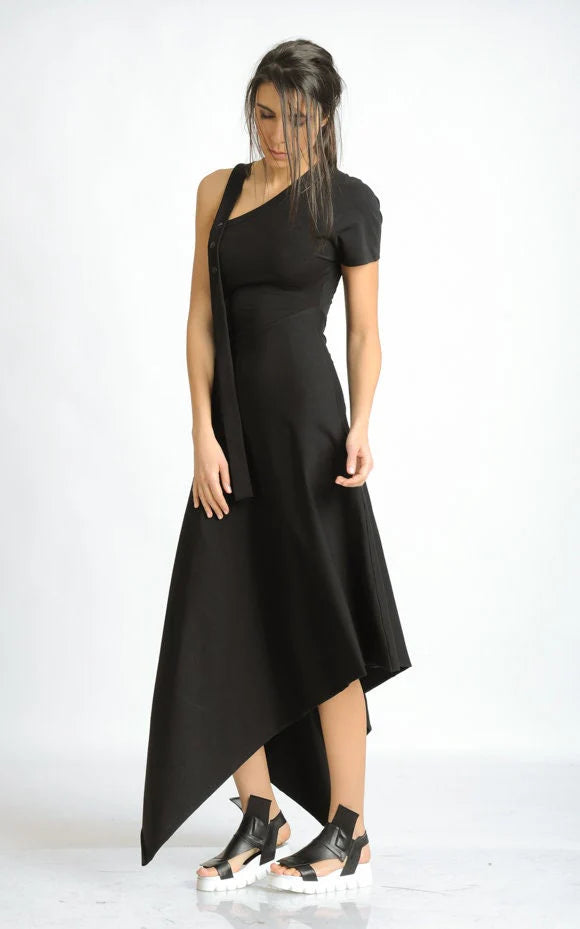 Metamorphoza   |   Asymmetric Cotton Black Dress