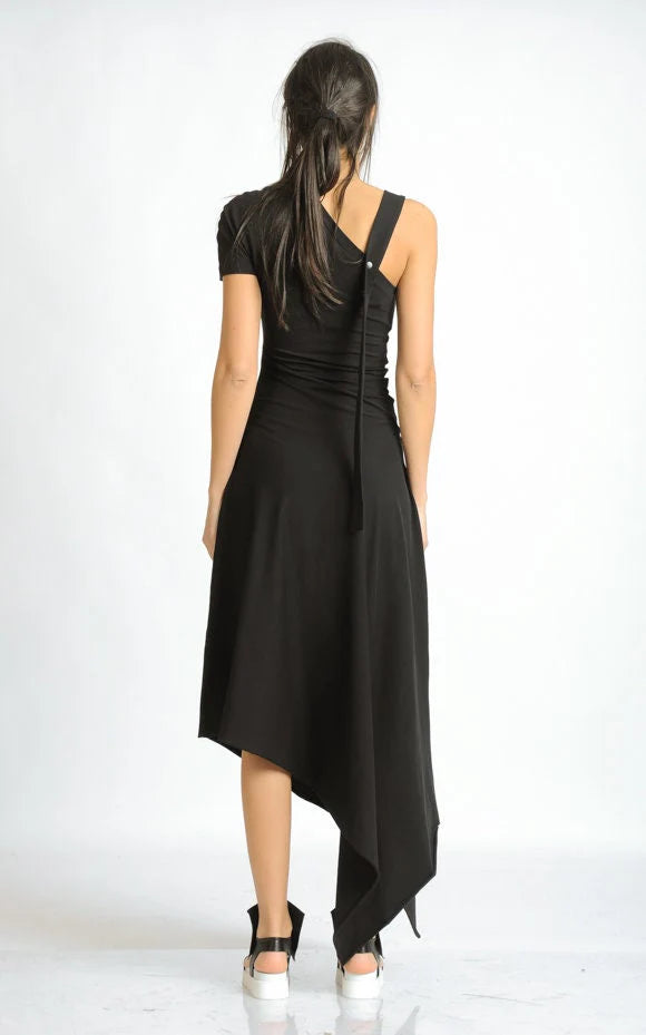 Metamorphoza   |   Asymmetric Cotton Black Dress