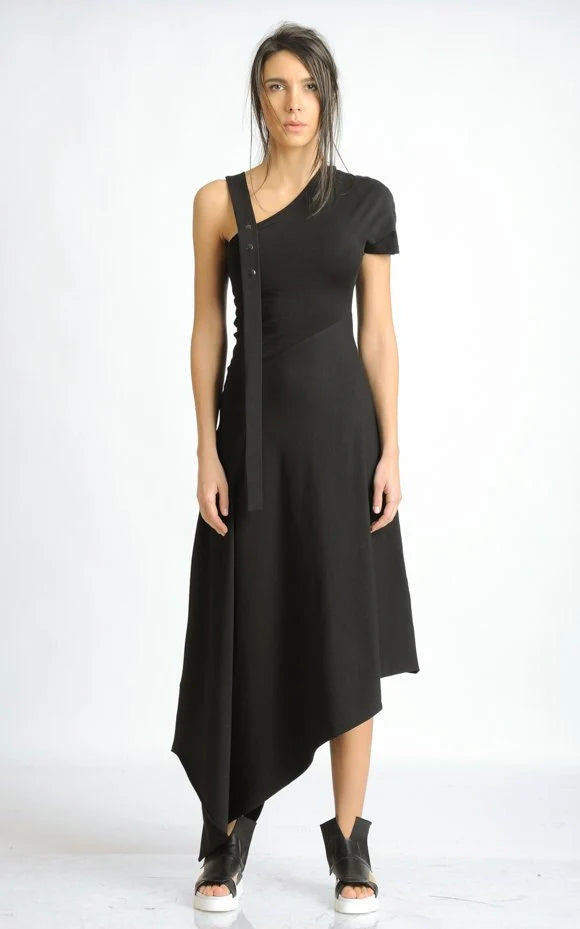 Metamorphoza   |   Asymmetric Cotton Black Dress