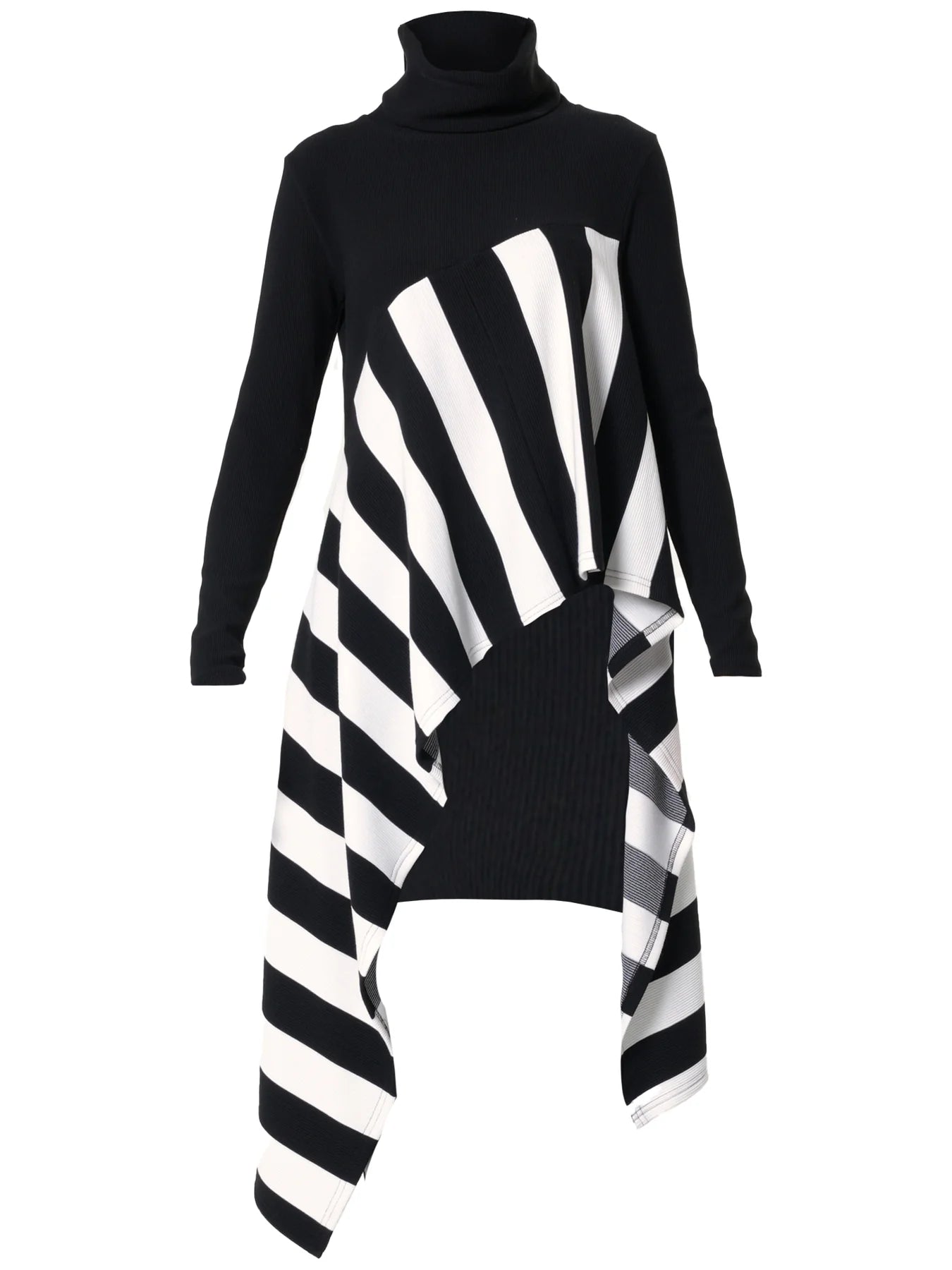 Metamorphoza   |   Asymmetric Striped Tunic In Black and White