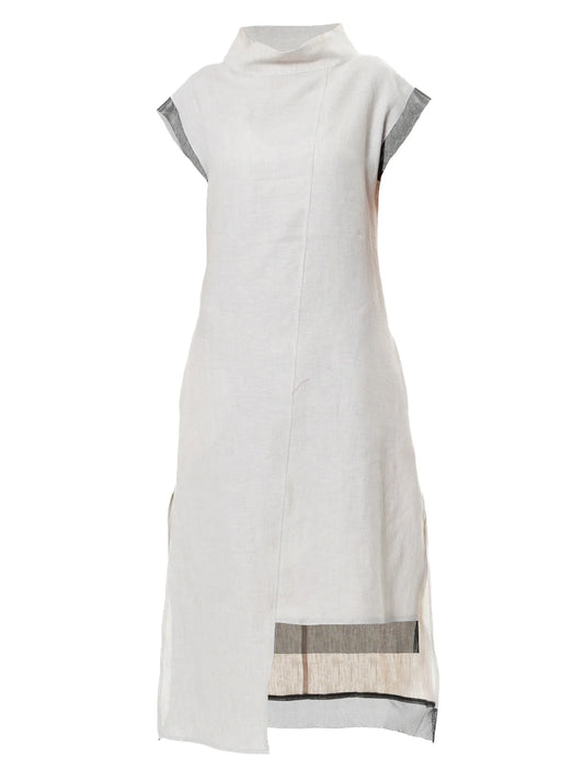 Metamorphoza   |   Asymmetrical Linen Dress In Beige