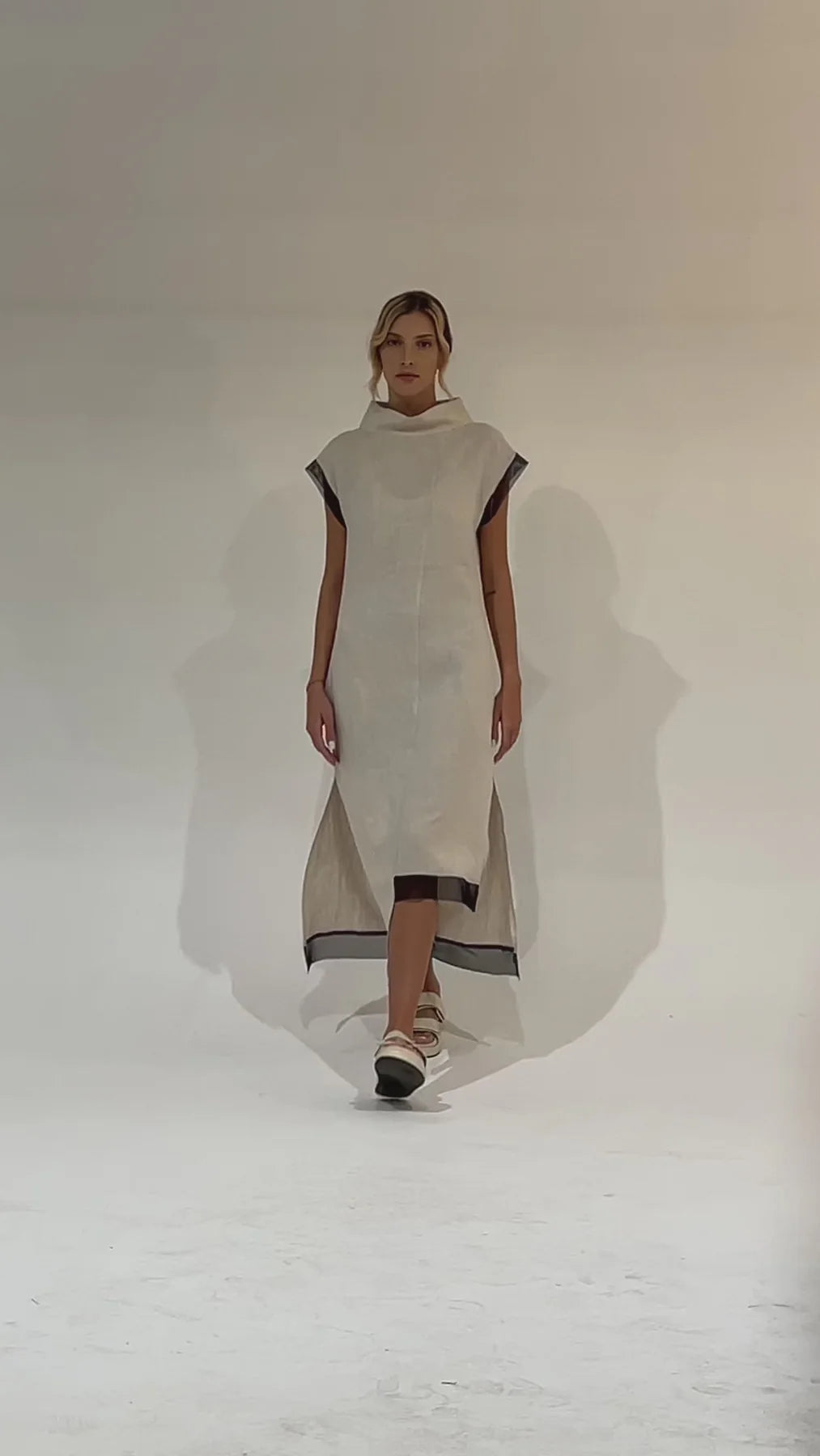 Metamorphoza   |   Asymmetrical Linen Dress In Beige