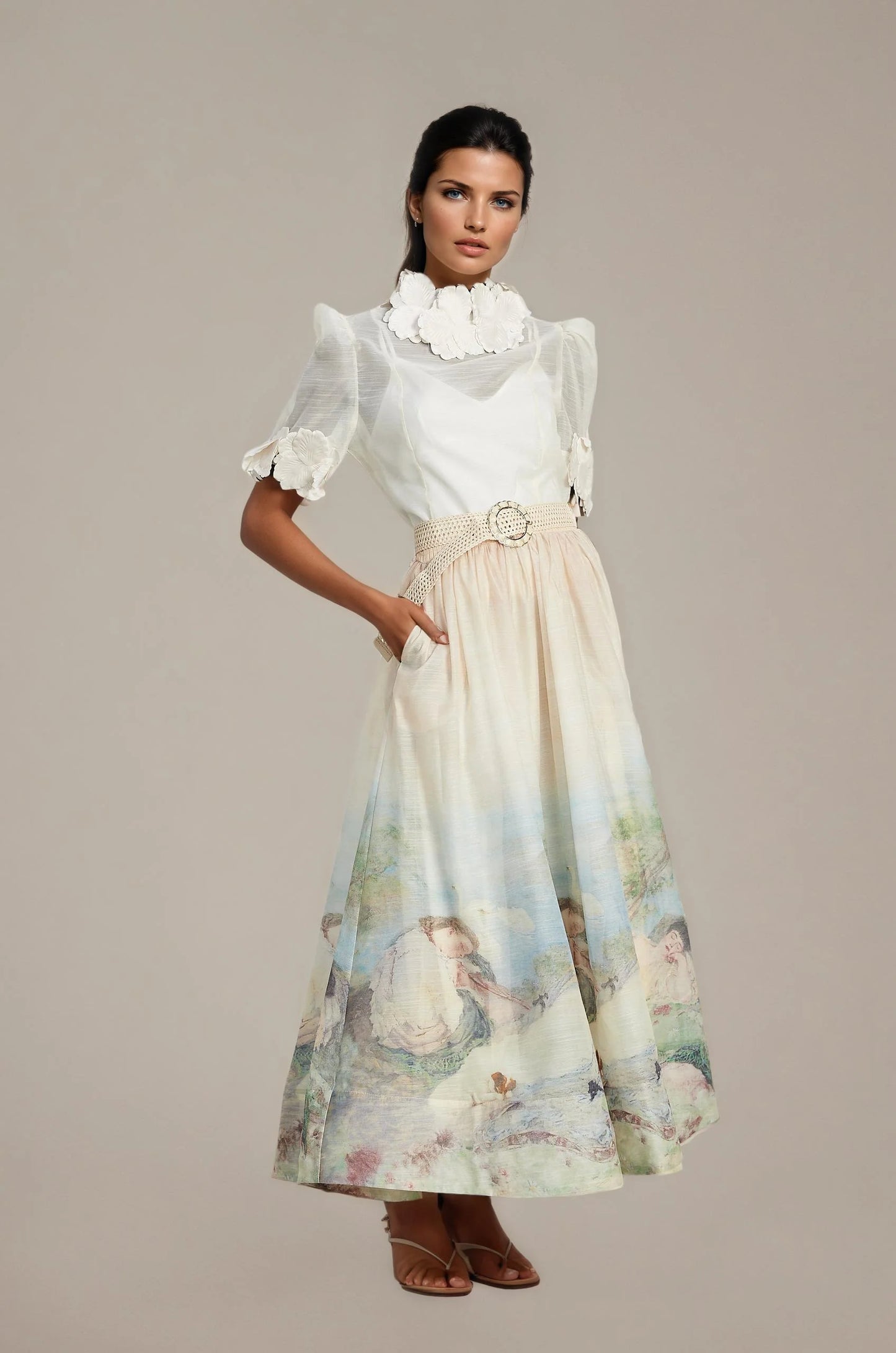 Relvoux   |    Axelle Matching Set with Floral Appliqué