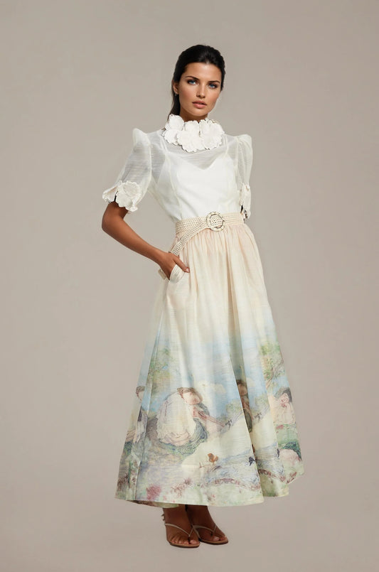 Relvoux   |    Axelle Matching Set with Floral Appliqué