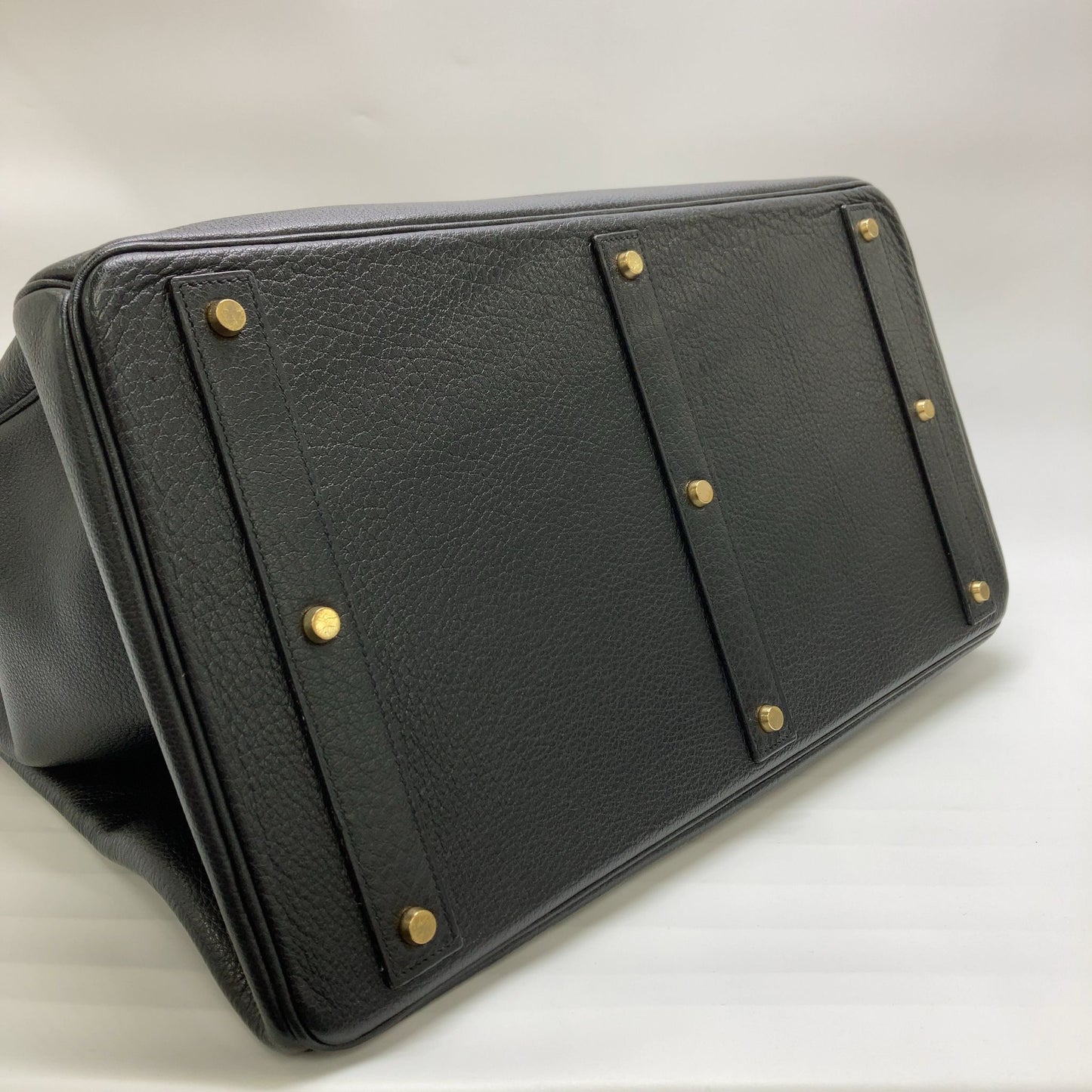 Hermès   |   Birkin Eau Tacroix Leather 50 Black Fjord Leather with Brass Hardware