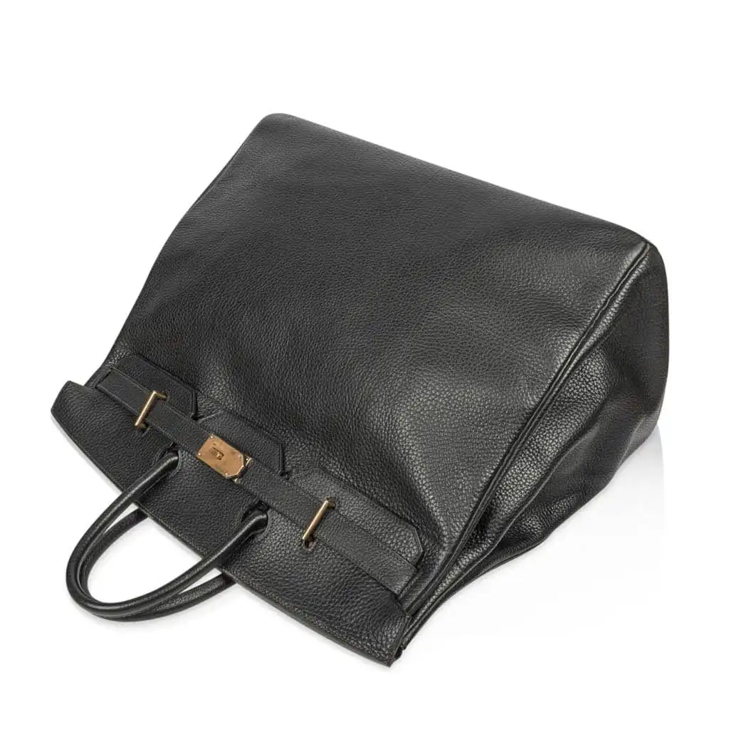 Hermès   |   Birkin Eau Tacroix Leather 50 Black Fjord Leather with Brass Hardware