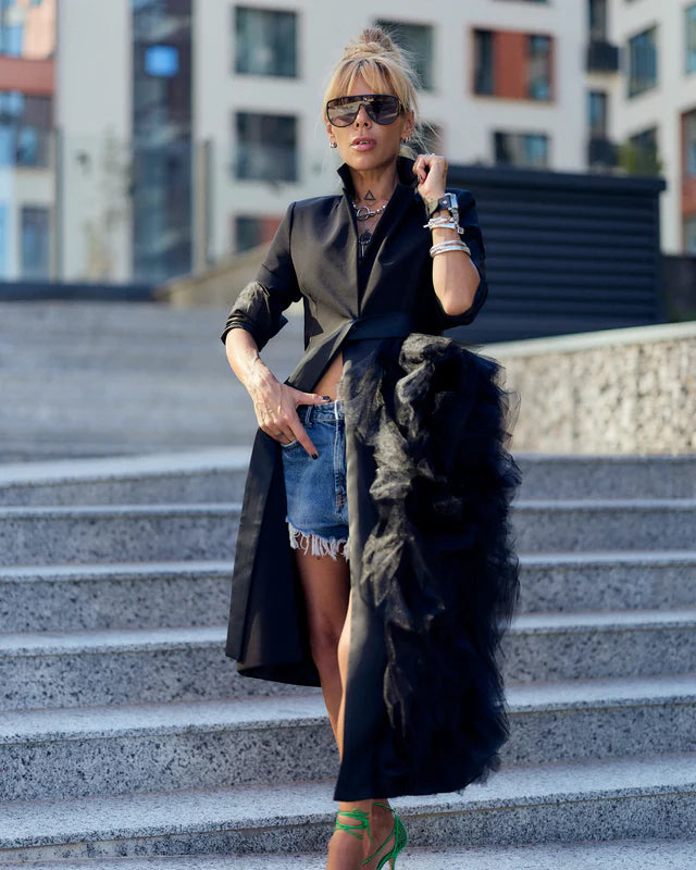 Locker Room   |    Black Tulle Detail Blazer