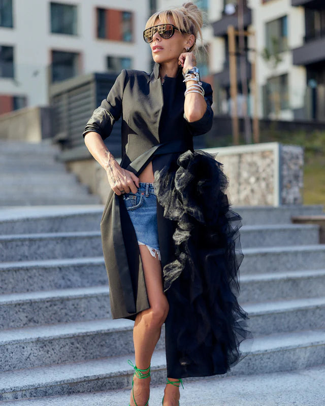 Locker Room   |    Black Tulle Detail Blazer