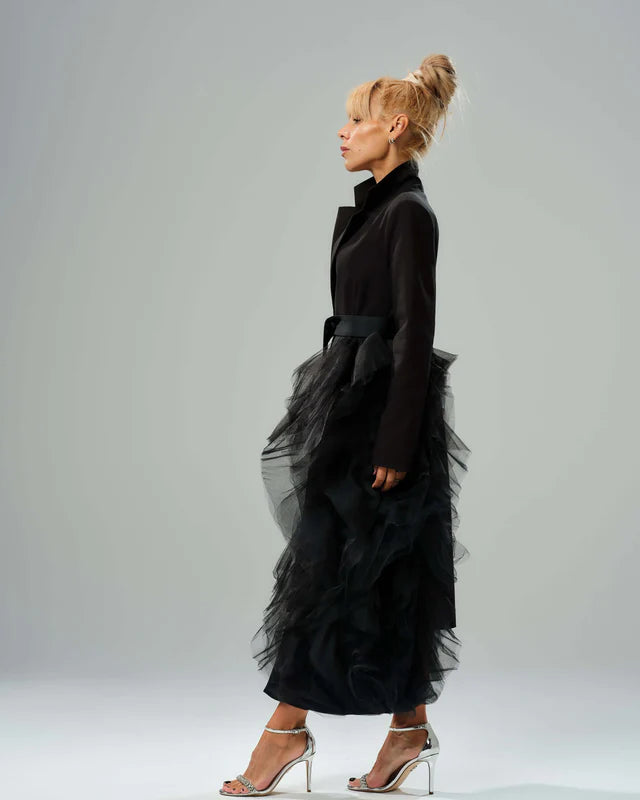Locker Room   |    Black Tulle Detail Blazer