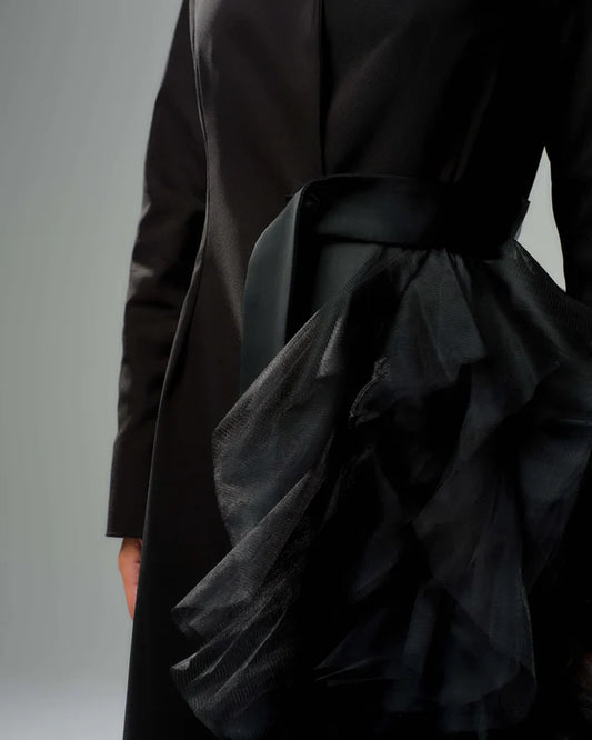 Locker Room   |    Black Tulle Detail Blazer