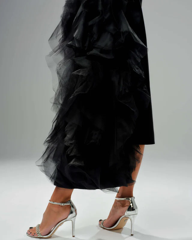 Locker Room   |    Black Tulle Detail Blazer