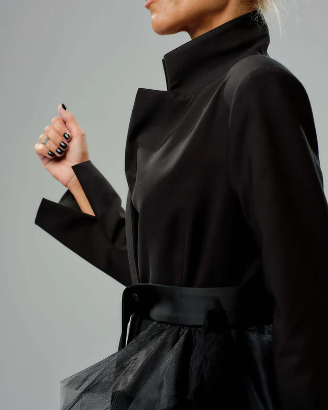 Locker Room   |    Black Tulle Detail Blazer