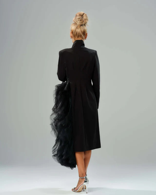 Locker Room   |    Black Tulle Detail Blazer