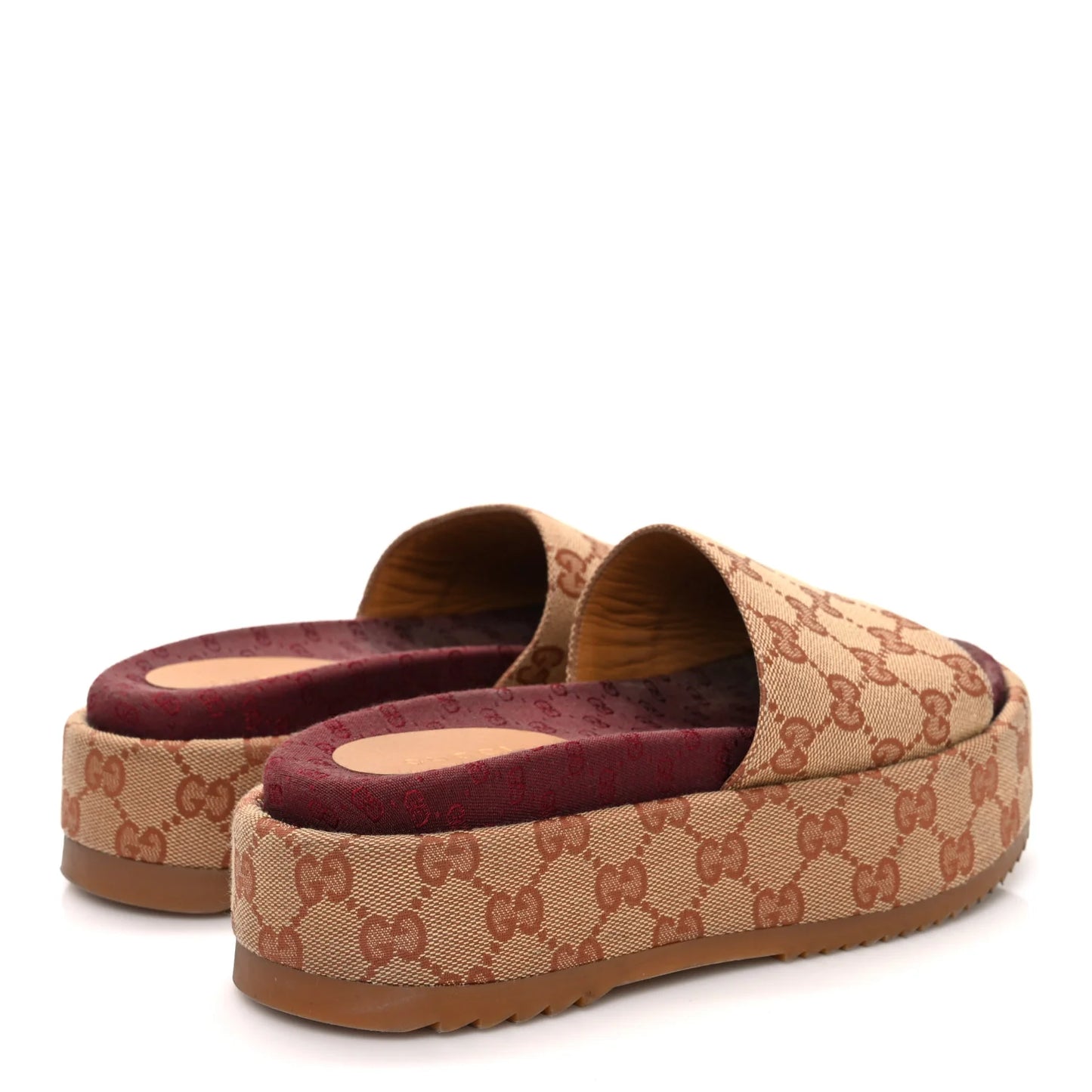 Gucci   |   Canvas GG Monogram Angelina Platform Slide Sandals