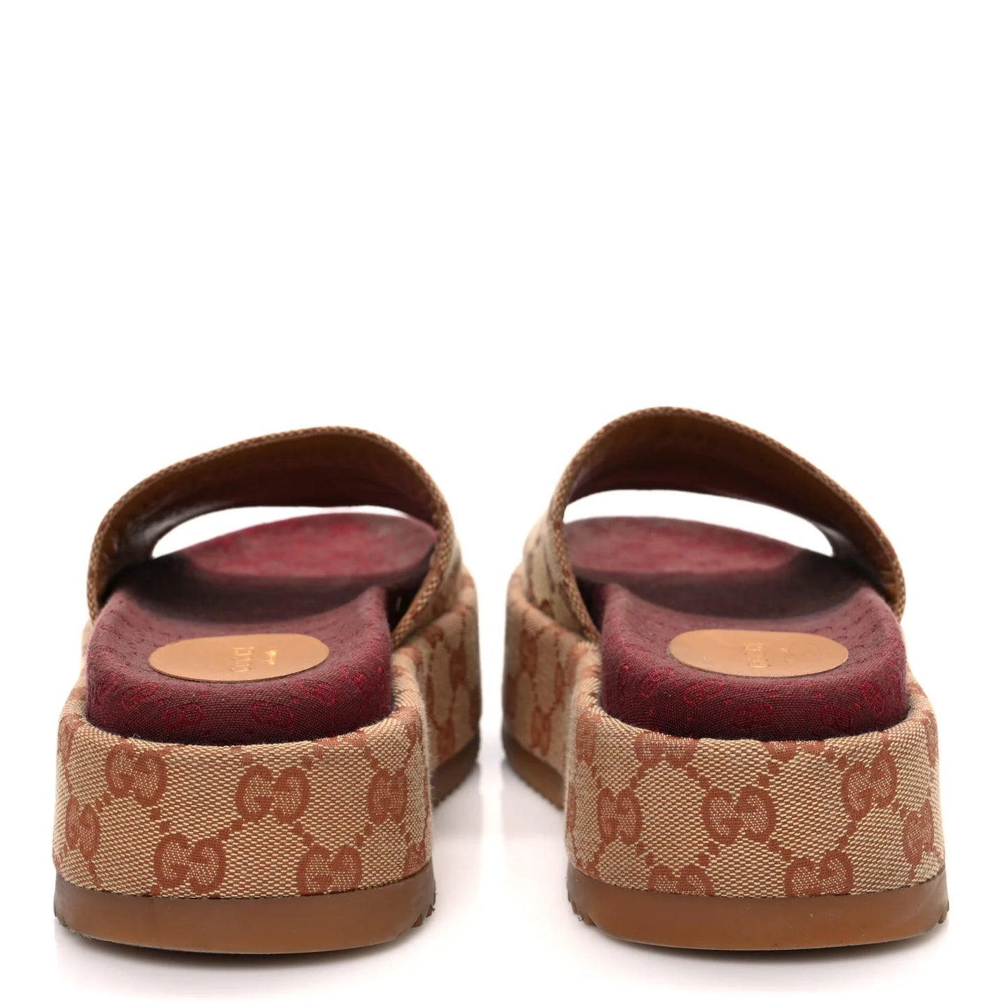 Gucci   |   Canvas GG Monogram Angelina Platform Slide Sandals