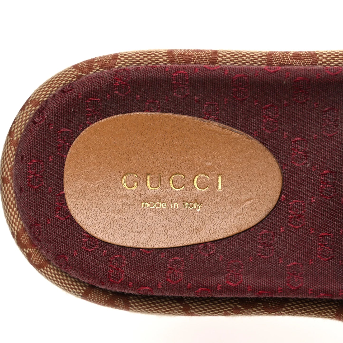 Gucci   |   Canvas GG Monogram Angelina Platform Slide Sandals