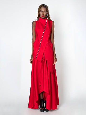 Metamorphoza   |    Elegant Zipper Vest In Red