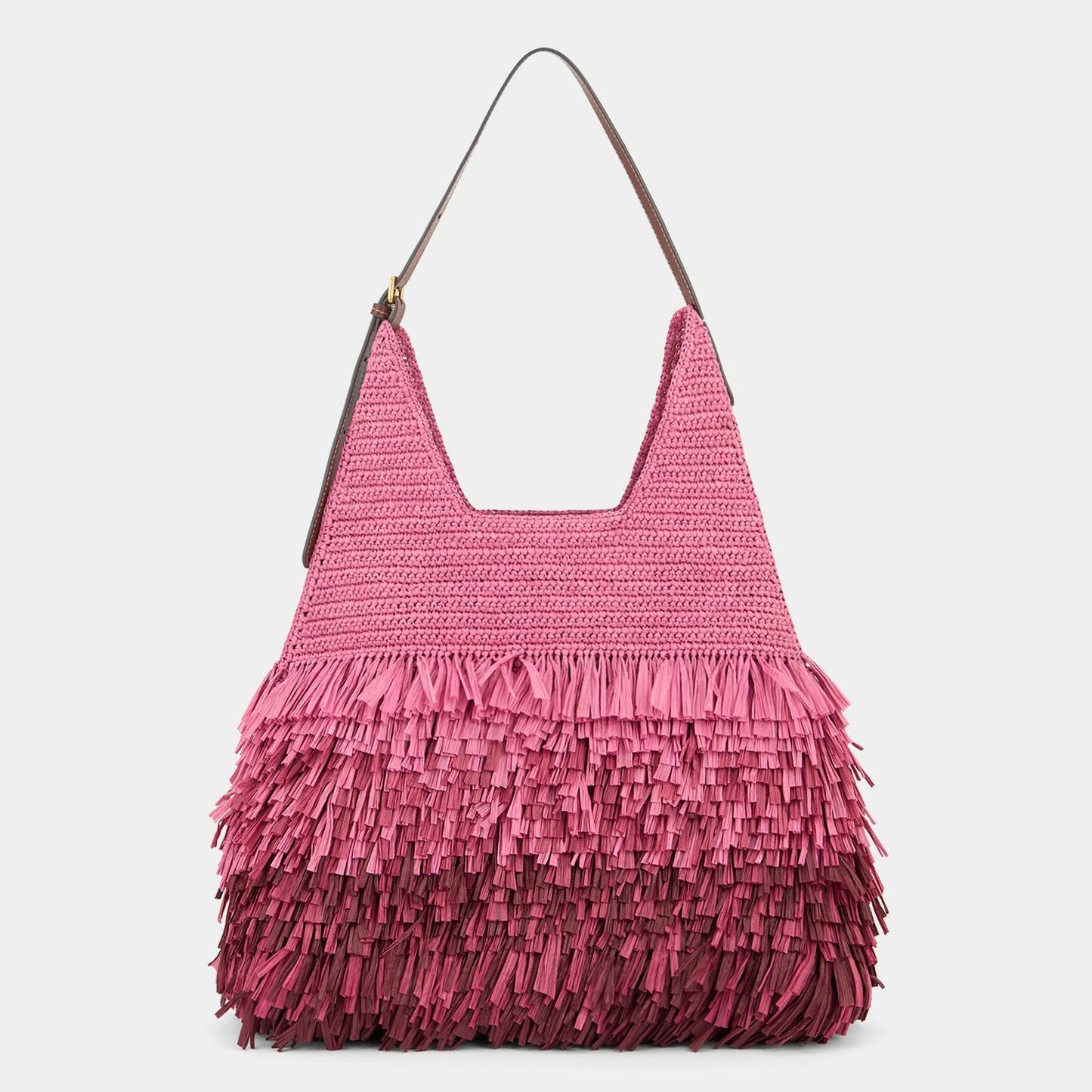 Anya Hindmarch   |    Dégradé Shag Raffia Bag (Pink, Green)