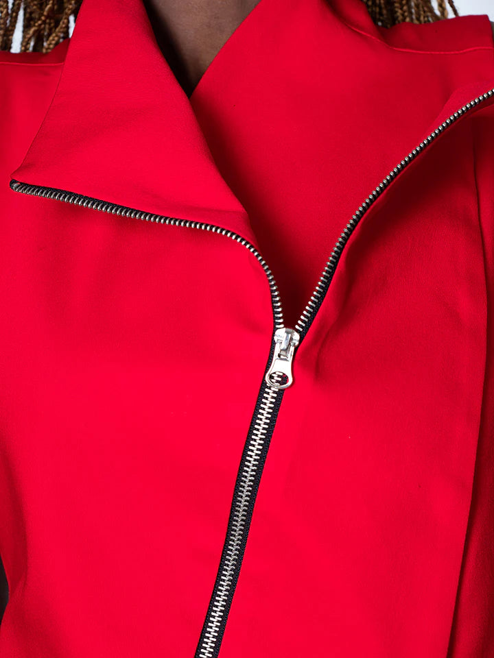 Metamorphoza   |    Elegant Zipper Vest In Red