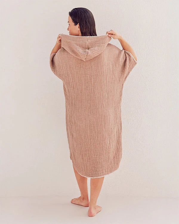Sand Cloud   |   Falta Gauze Hooded Poncho - Warm Taupe