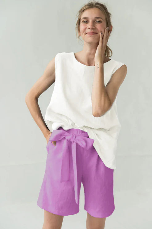 Le Muse   |    High waisted linen shorts