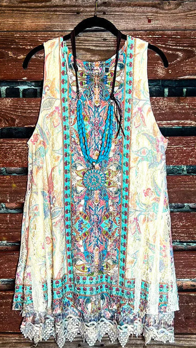 Lace and Crochet inspired sleeveless lace Tunic
