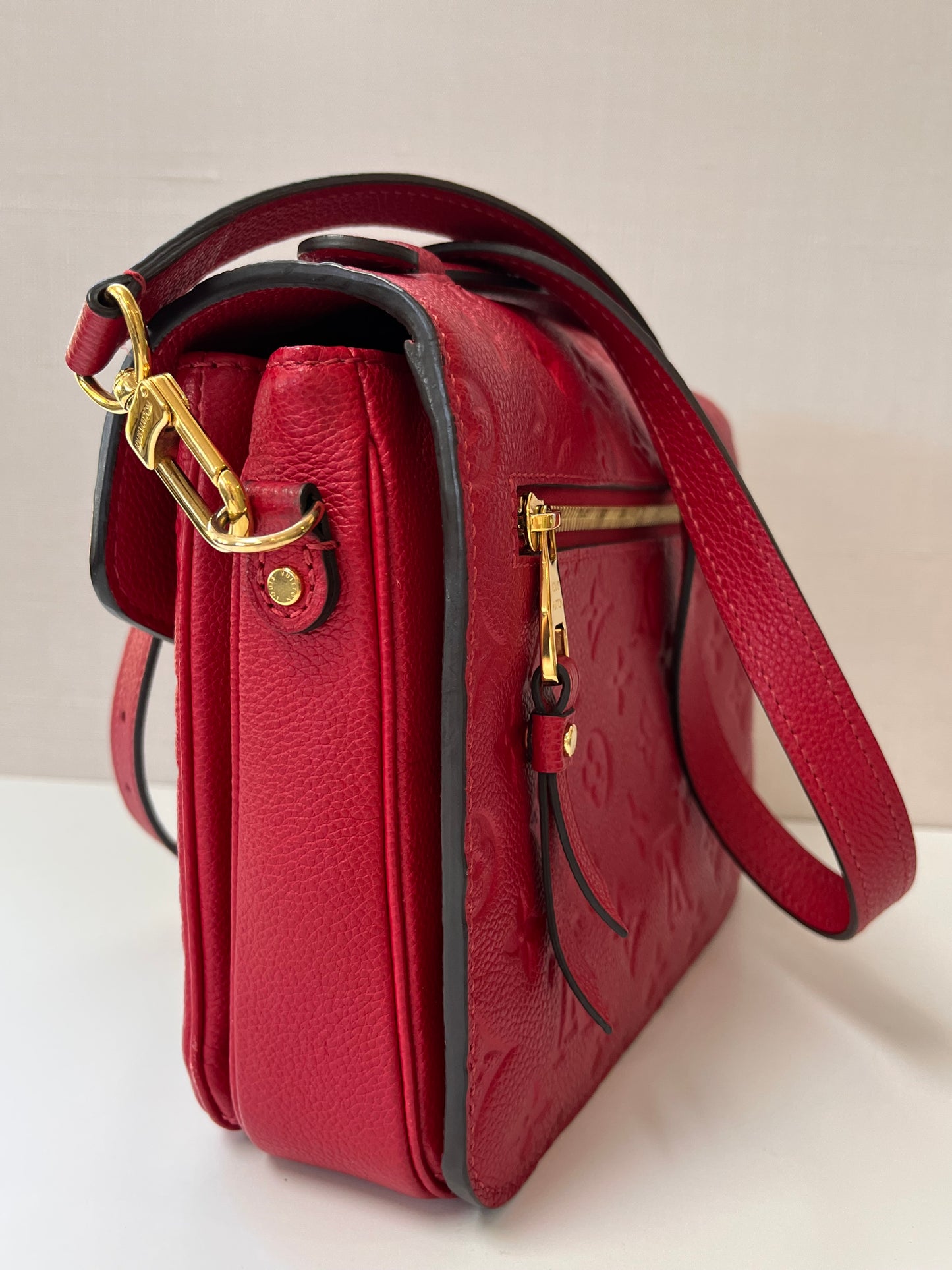 Vintage Louis Vuitton Metis Satchel in red Monogram Empreinte Leather
