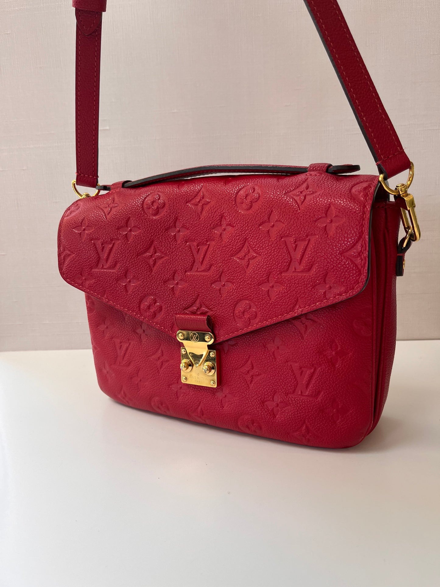 Vintage Louis Vuitton Metis Satchel in red Monogram Empreinte Leather