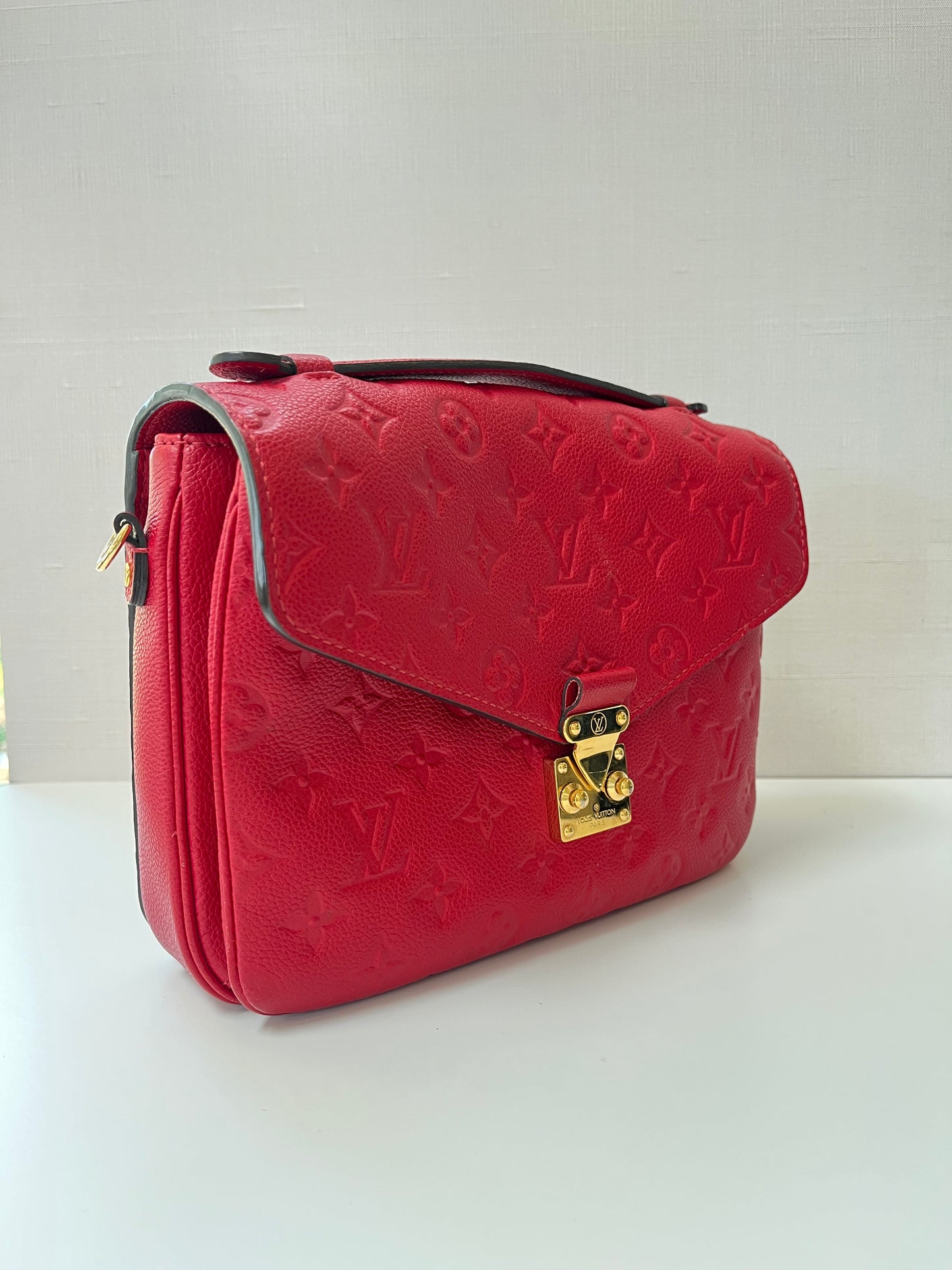 Vintage Louis Vuitton Metis Satchel in red Monogram Empreinte Leather