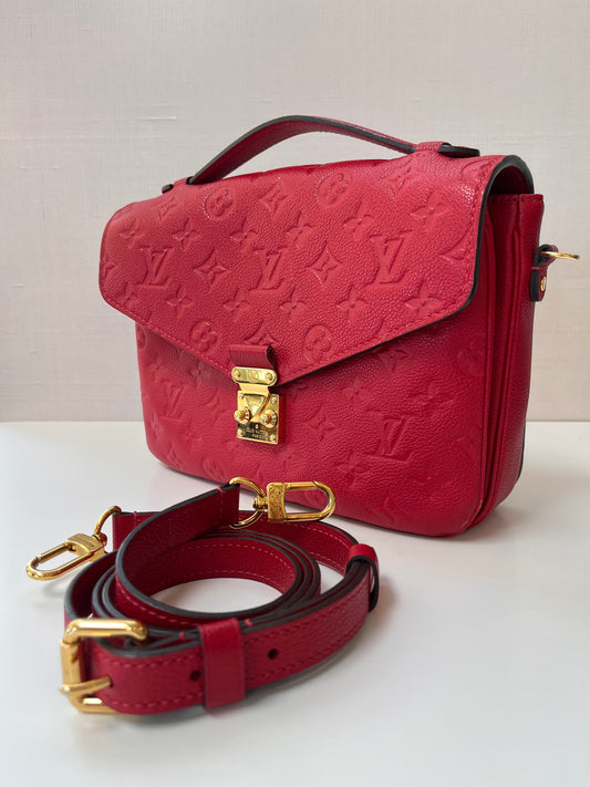 Vintage Louis Vuitton Metis Satchel in red Monogram Empreinte Leather