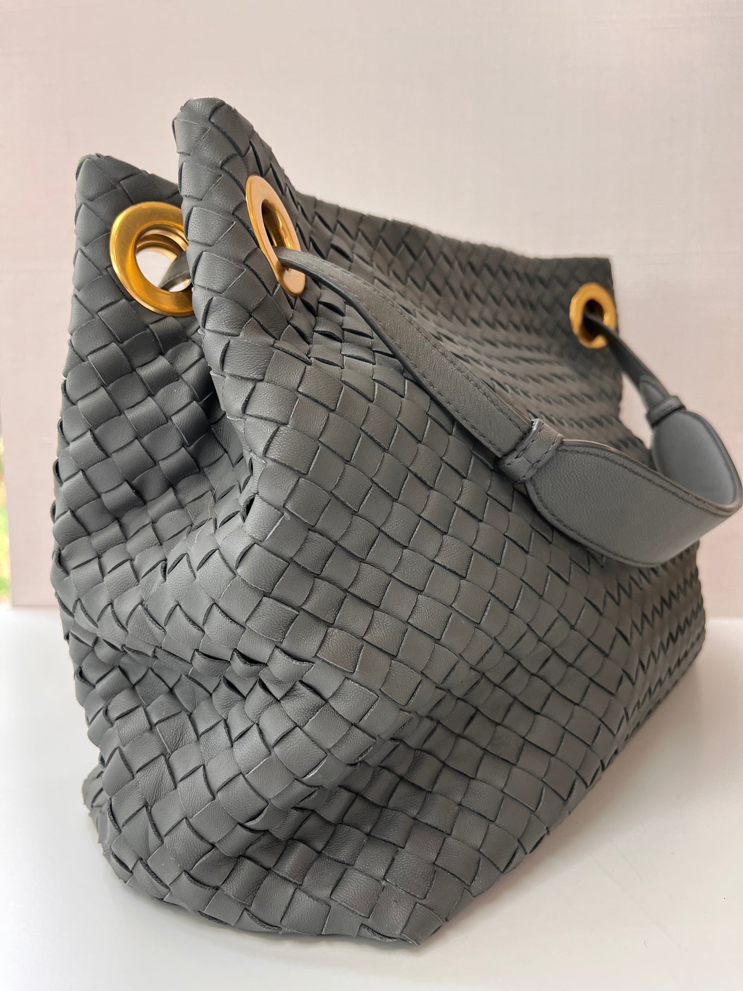 Bottega Veneta Woven Gray Garda Intecciato Napa