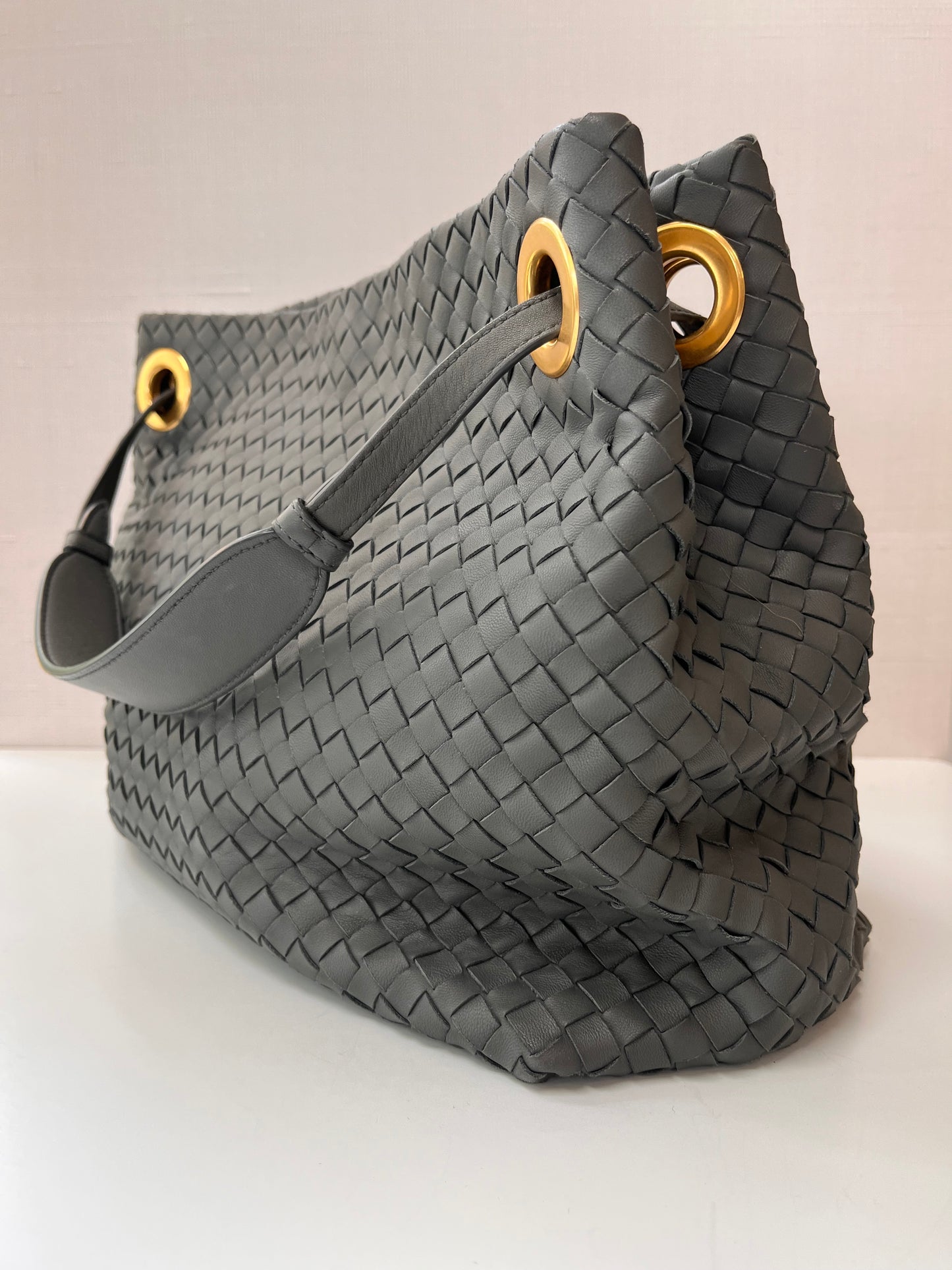 Bottega Veneta Woven Gray Garda Intecciato Napa