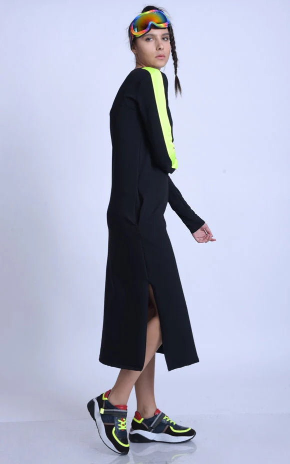 Metamorphoza   |   Long Sleeve Casual Dress With Neon Details