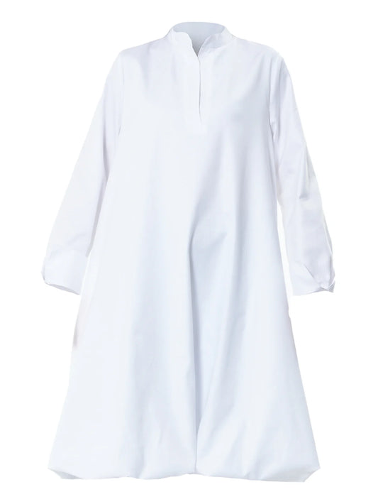 Metamorphoza   |    Long Sleeve Tunic Dress In White
