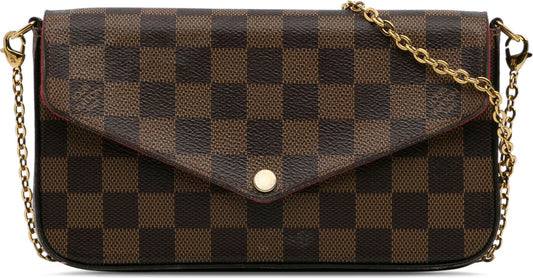 Louis Vuitton   |    Damier Ebene Pochette Felicie Brown