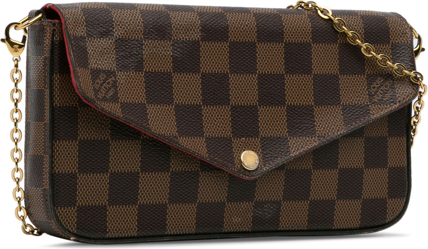 Louis Vuitton   |    Damier Ebene Pochette Felicie Brown