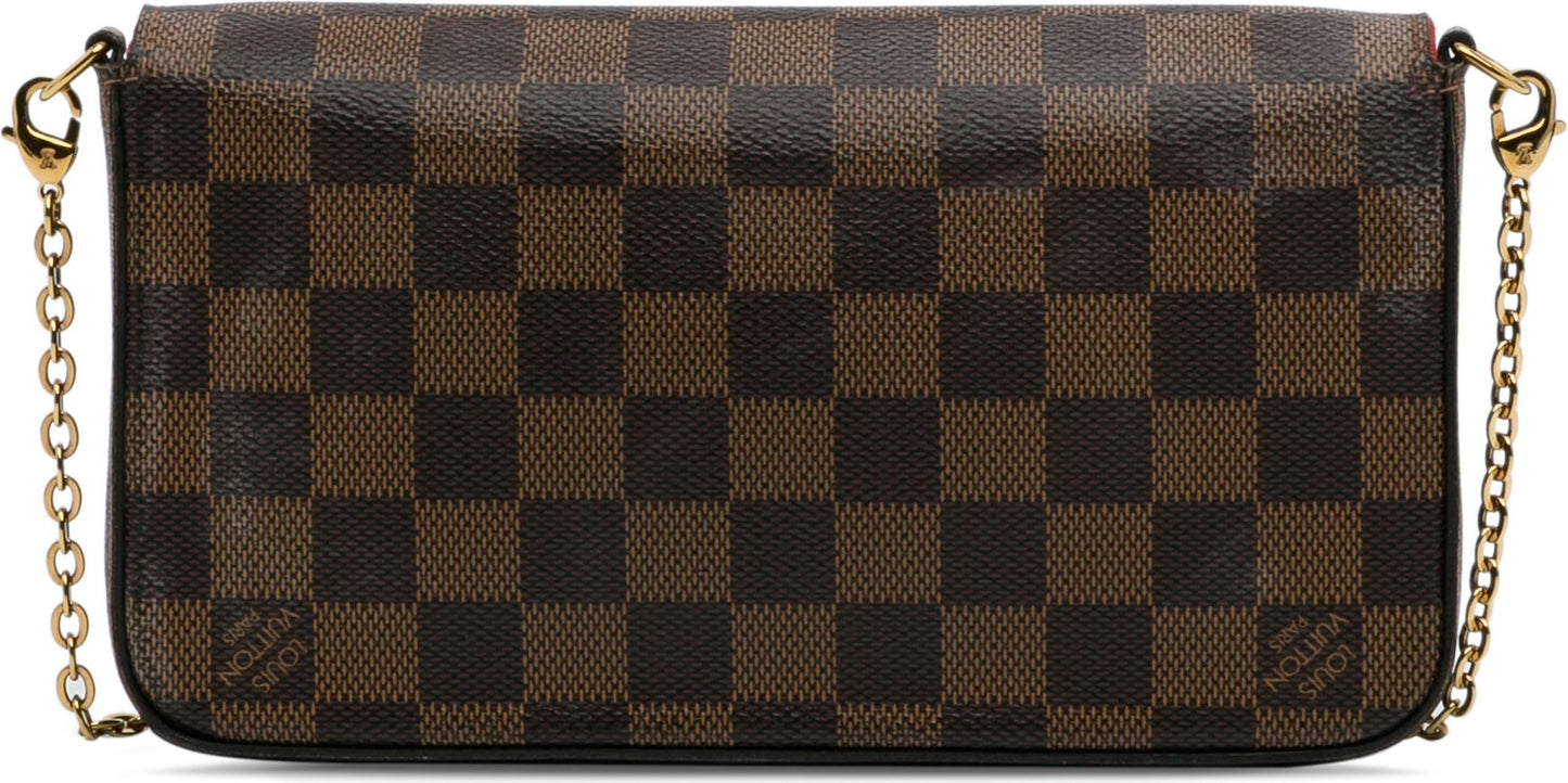 Louis Vuitton   |    Damier Ebene Pochette Felicie Brown