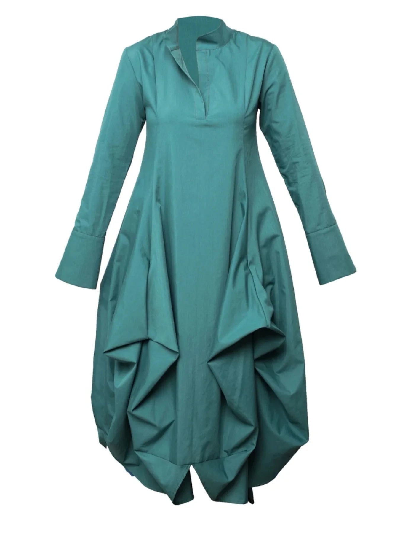 Metamorphoza   |    Maxi Asymmetric Collar Shirt Dress (Red, Black, Green)