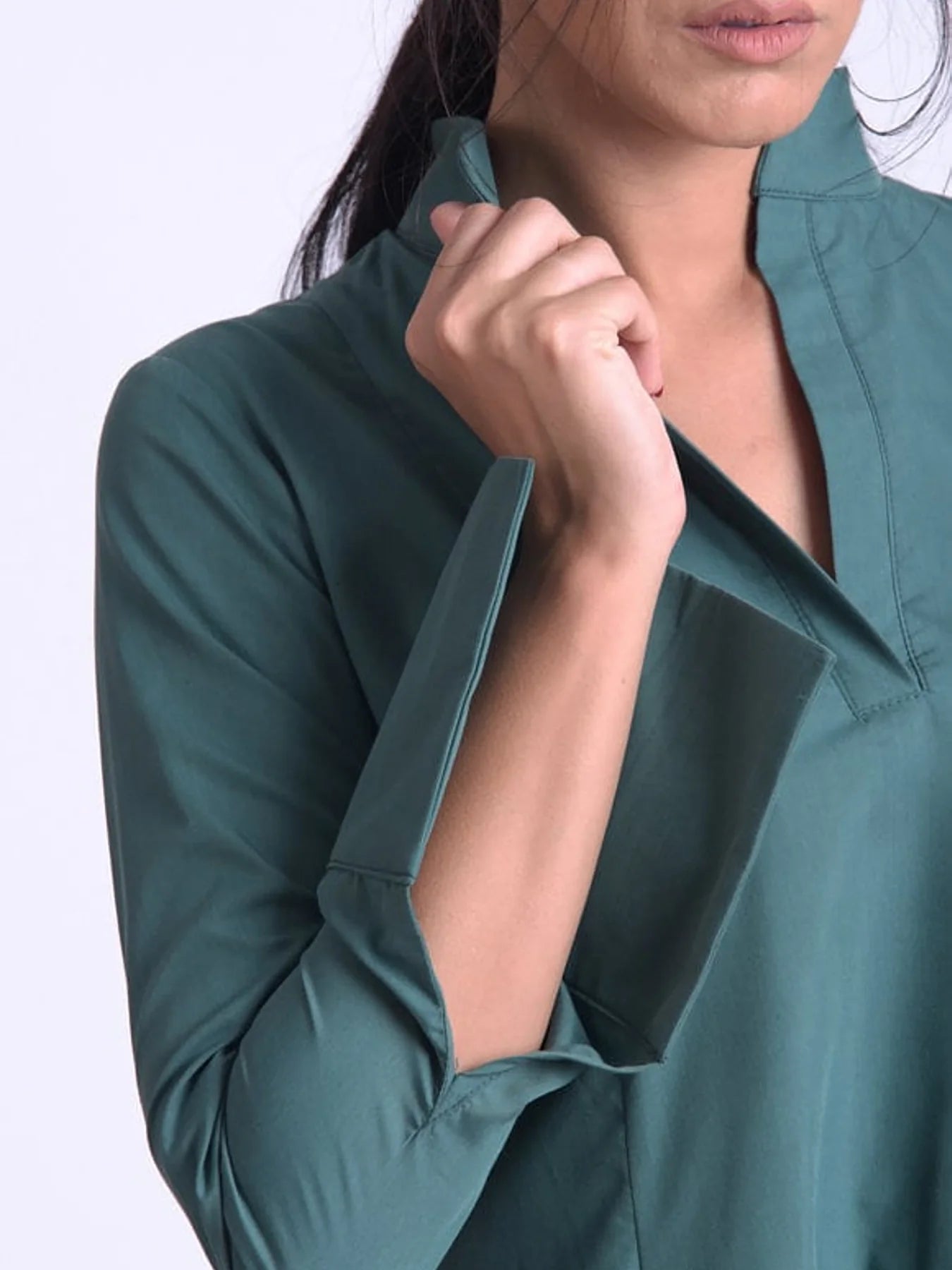 Metamorphoza   |    Maxi Asymmetric Collar Shirt Dress (Red, Black, Green)