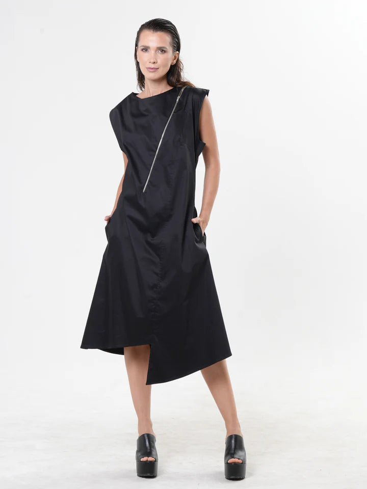 Metamorphoza   |    Midi Zipper Dress In Black