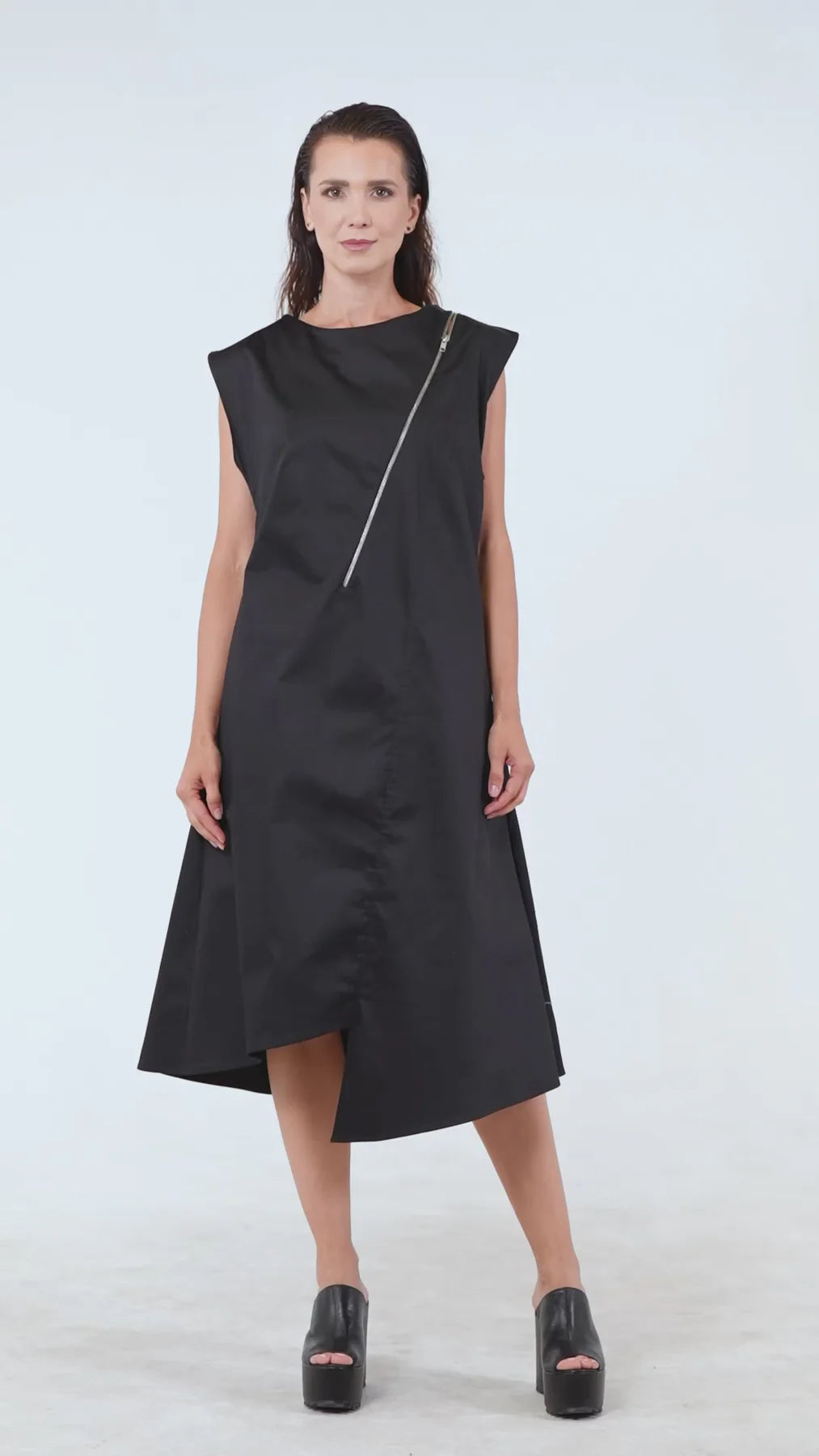 Metamorphoza   |    Midi Zipper Dress In Black