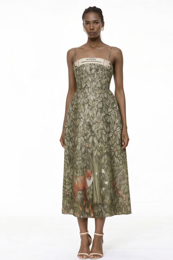 Miss Rosier   |    Claudia Green Jungle Print Midi Dress