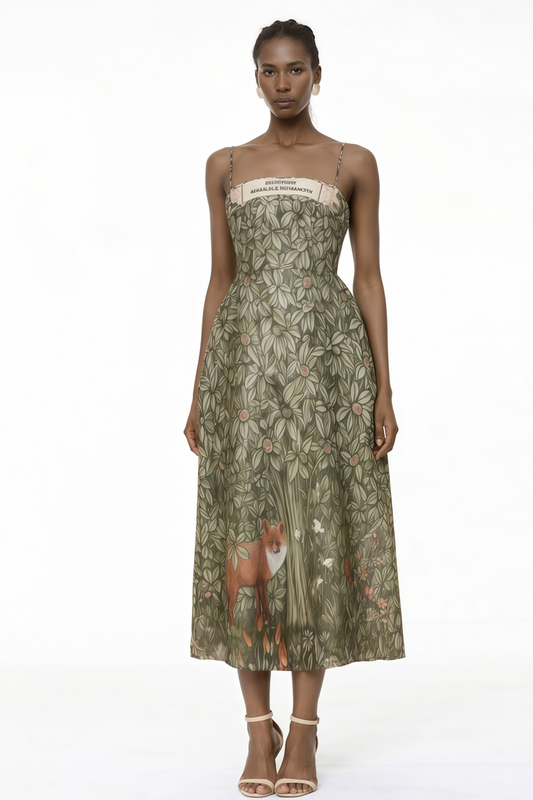 Miss Rosier   |    Claudia Green Jungle Print Midi Dress