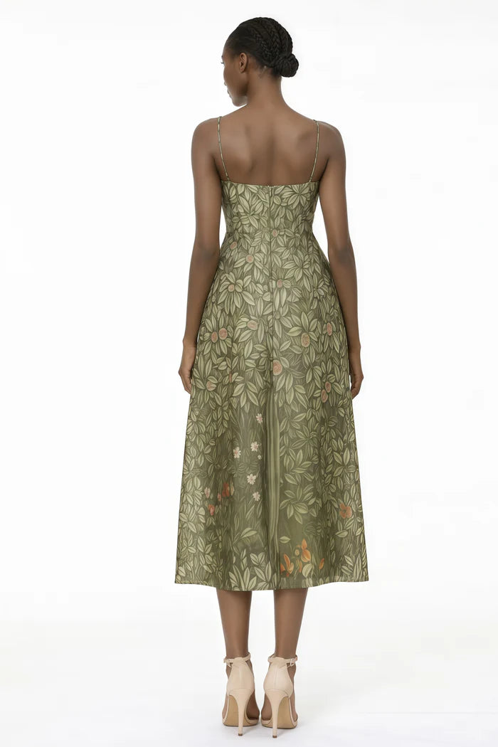 Miss Rosier   |    Claudia Green Jungle Print Midi Dress