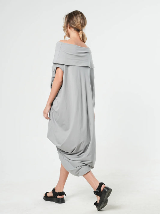Metamorphoza   |   Oversize Cotton Kaftan Dress In Light Grey