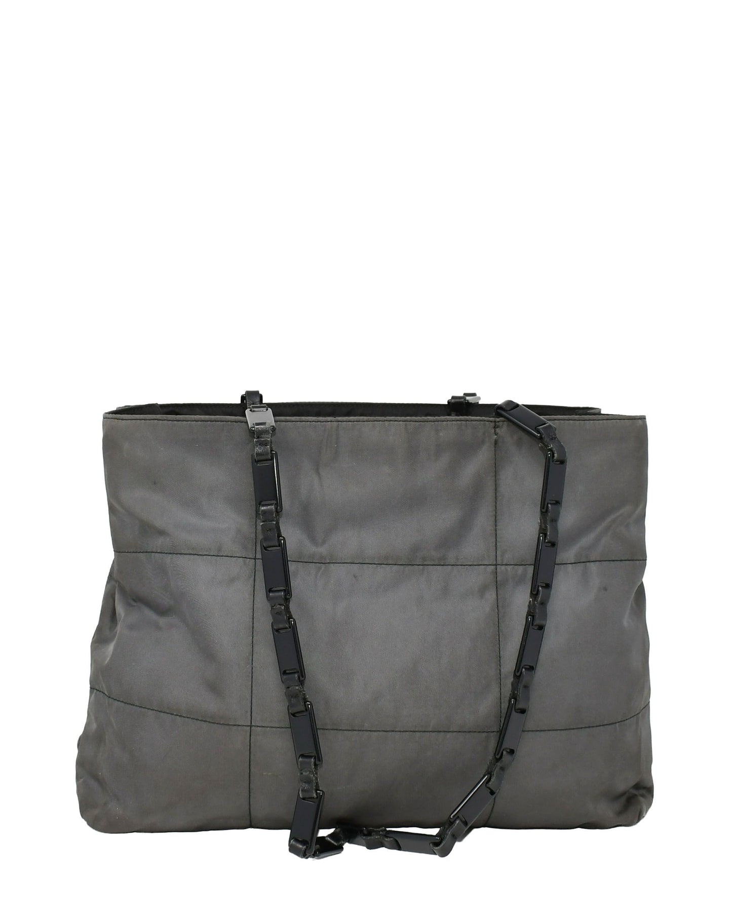 Prada   |    Quilted Nylon Tote With Lucite Chain Straps