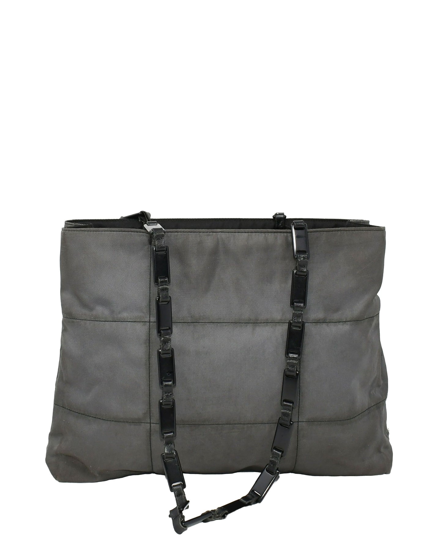 Prada   |    Quilted Nylon Tote With Lucite Chain Straps