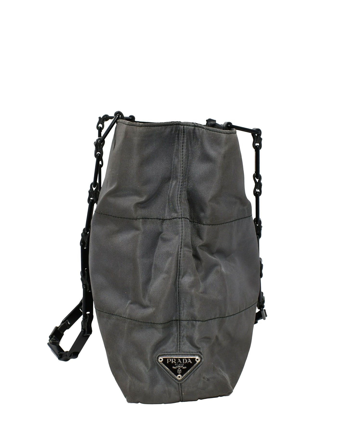 Prada   |    Quilted Nylon Tote With Lucite Chain Straps