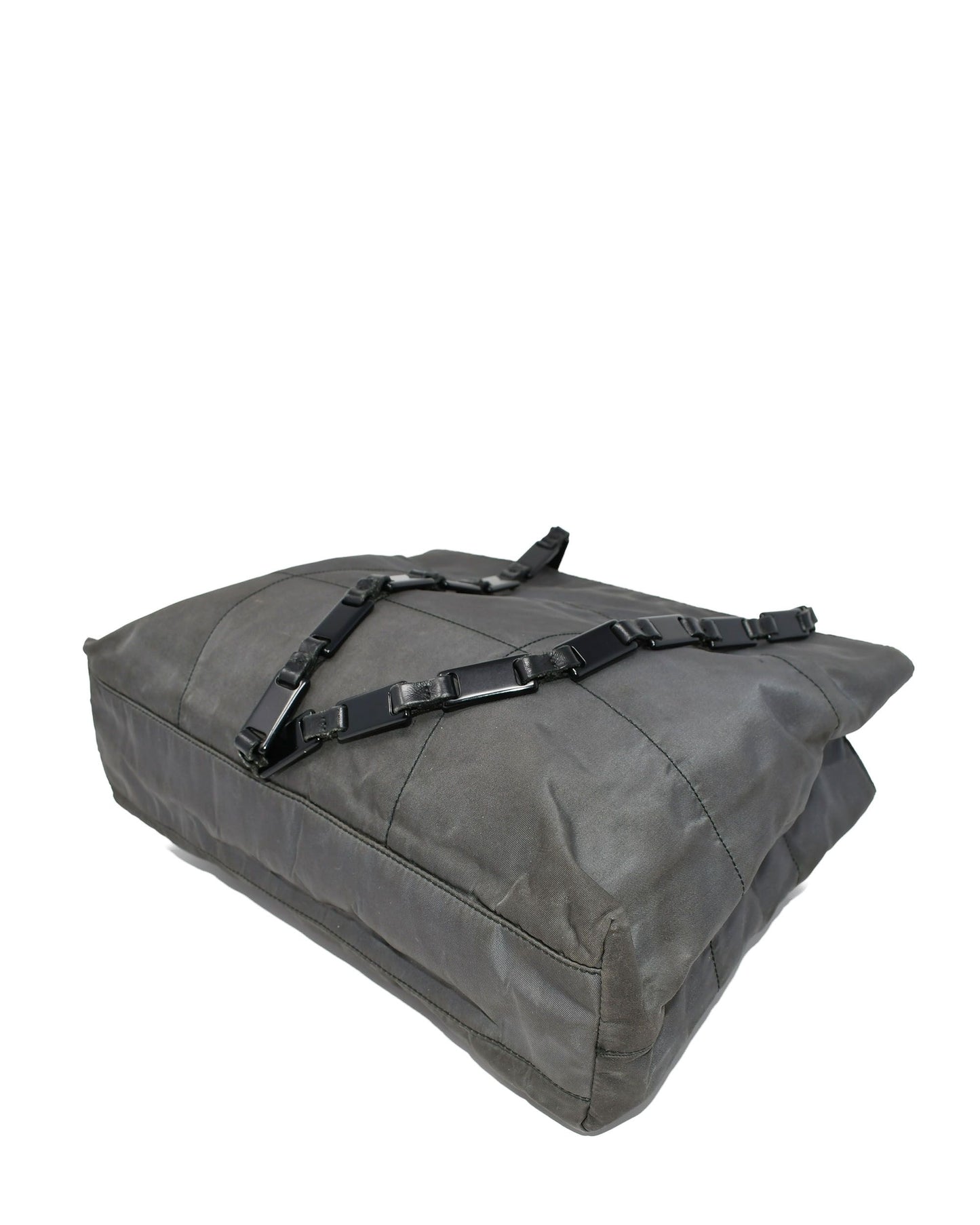 Prada   |    Quilted Nylon Tote With Lucite Chain Straps